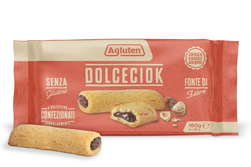Agluten - Sušenky plněné lískooříškovou náplní bez lepku 160 g (4 x 40 g)