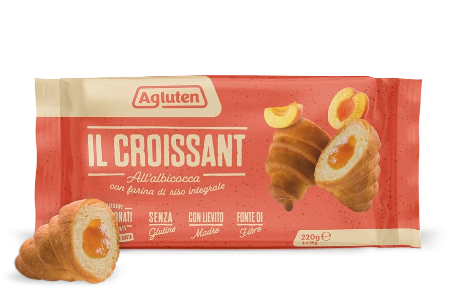 Agluten - Kváskové meruňkové croissanty s celozrnnou rýžovou moukou bez lepku a laktózy 220 g (4 x 55 g)