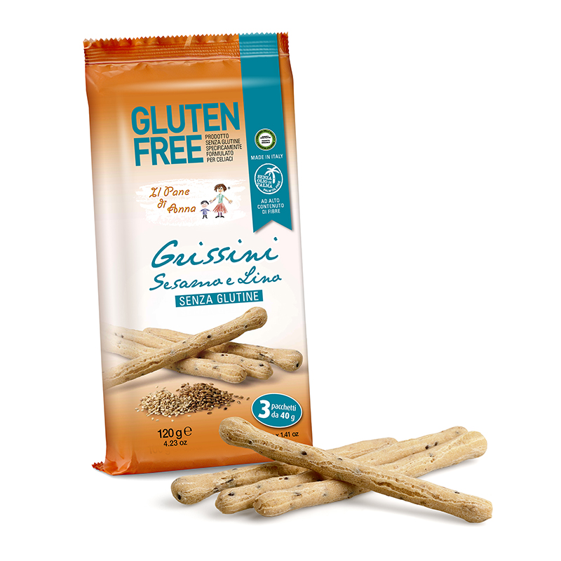 Il Pane di Anna - Grissini se sezamovými a lněnými semínky monoporce bez lepku 120 g (3 x 40 g)