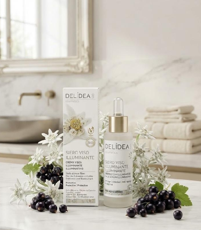 DELIDEA bio Protěž alpská a Rybíz - Bio rozjasňující sérum na obličej i ruce 30 ml