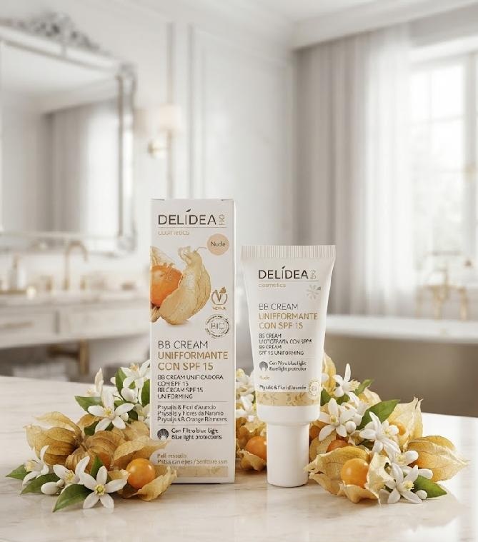 DELIDEA bio Mochyně a Pomerančový květ - BB krém s UV filtrem SPF 15 pro citlivou pleť PŘÍRODNÍ BARVA 30 ml