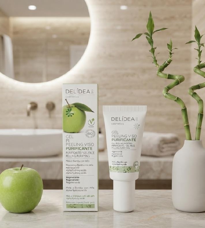 DELIDEA bio Jablko a Bambus - Purifikační peelingový gel na obličej s AHA kyselinami 30 ml