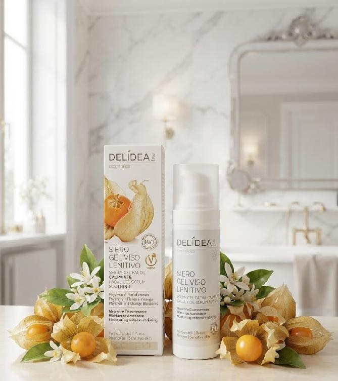 DELIDEA bio Mochyně a Pomerančové květy - Bio zklidňující hydratační gelové sérum na obličej 30 ml