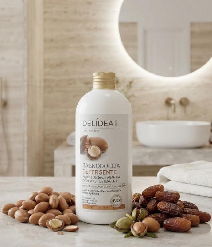 DELIDEA bio Argan a Pouštní datle - Bio hydratační koupelový a sprchový gel 250 ml