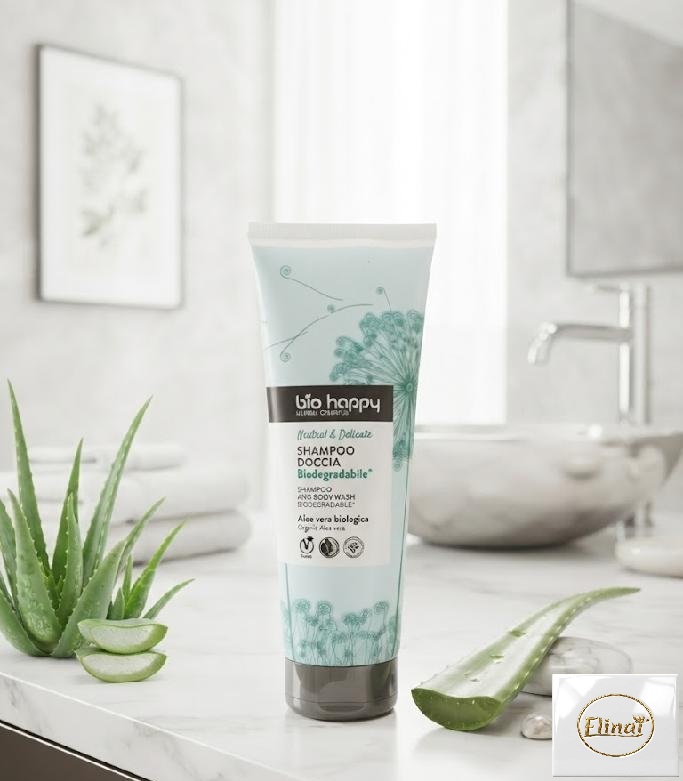 bio happy - Bio delikátní šampon na vlasy a sprchový gel s aloe vera 250 ml