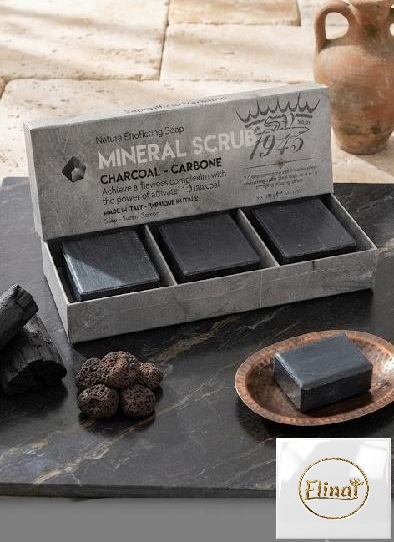 Saponificio Varesino - Minerální peelingová mýdla s černým uhlím 3 x 100 g