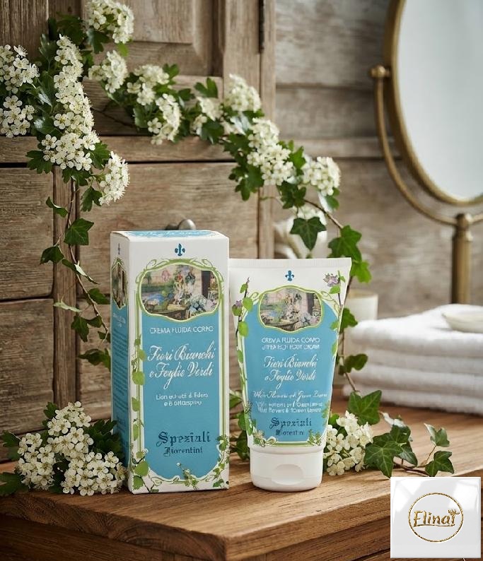 Bílé květy a Zelené lístky - Tělový krém 150 ml