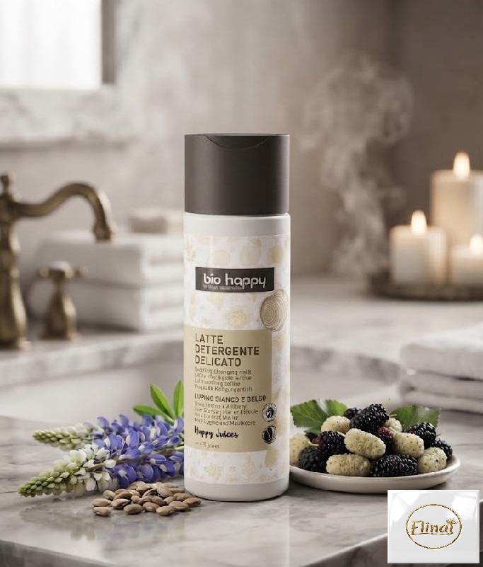 bio happy Bio delikátní čisticí mléko s lupinou a moruší 200 ml