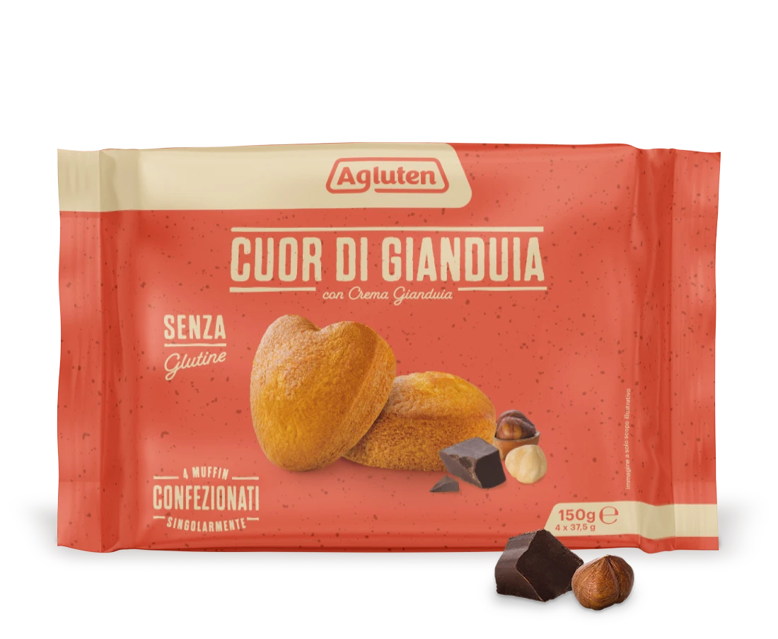 Agluten - Srdíčka s nugátovým krémem bez lepku 150 g (4 x 37,5 g)