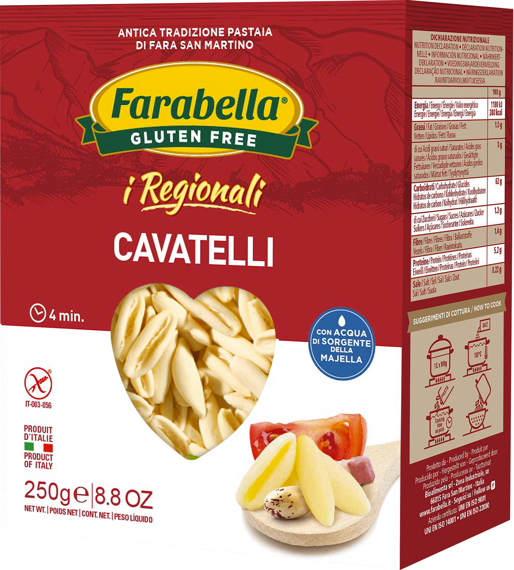 Farabella - CAVATELLI čerstvé stabilizované kukuřično-rýžové těstoviny bez lepku 250 g