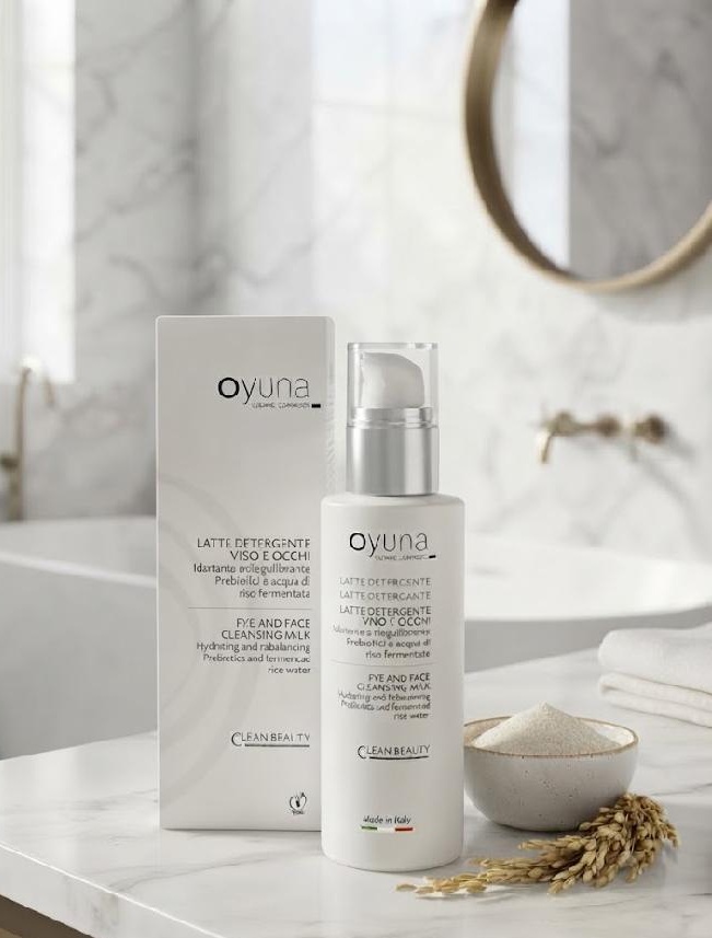 OYUNA BIO ČISTICÍ MLÉKO NA OBLIČEJ A OČI S PREBIOTIKY A FERMENTOVANOU RÝŽOVOU VODOU 150 ML