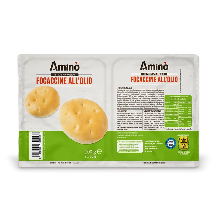Amino - Nízkobílkovinné focaccine s extra panenským olivovým olejem 100 g (2 x 50 g)