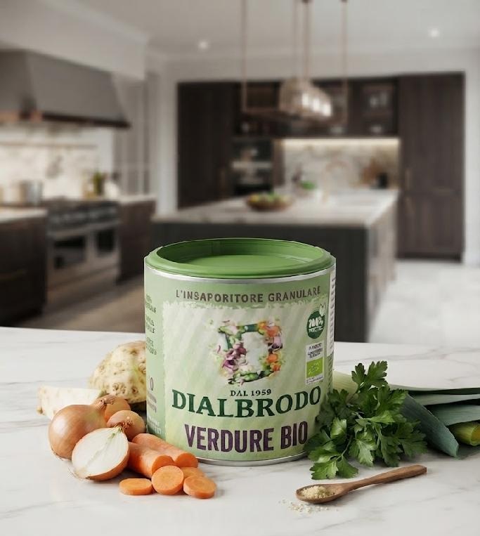 DIALBRODO Bio Verdure - Bio instantní granulovaný 100 % přírodní přípravek na vývar a dochucení pokrmů bez lepku a mléka 115 g