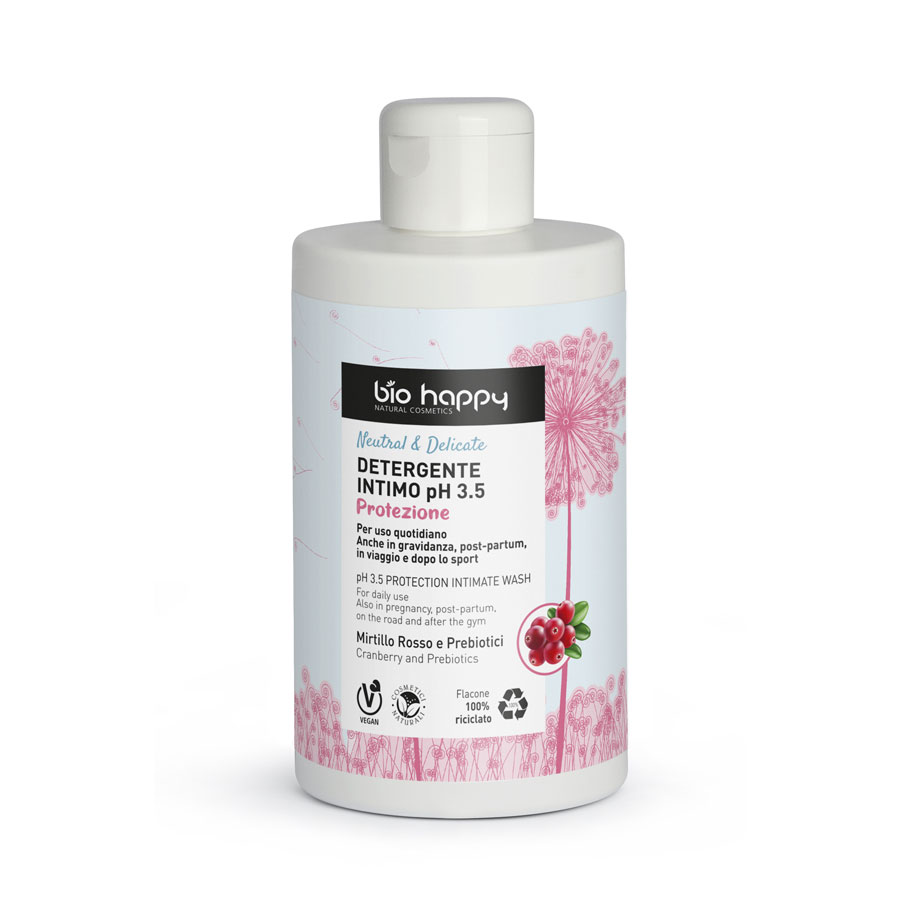 bio happy Brusinka a Prebiotika - Bio ochranný intimní gel pH 3,5 200 ml
