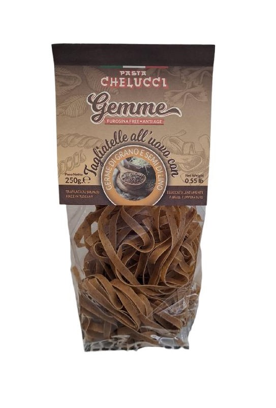 PO MIN. TRV. DO 3.4.2026 - Pasta Chelucci Tagliatelle all´uovo - Toskánské vaječné tvrdozrnné semolinové těstoviny s obilným klíčkem a lněnými semínky 250 g