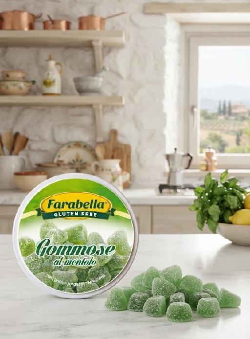Farabella - Mentolové gumové bonbóny bez lepku 40 g