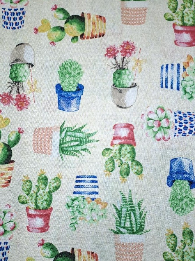 Ubrus kaktusy 70 % bavlna + 30 % polyester pro 18 osob 140 x 320 cm