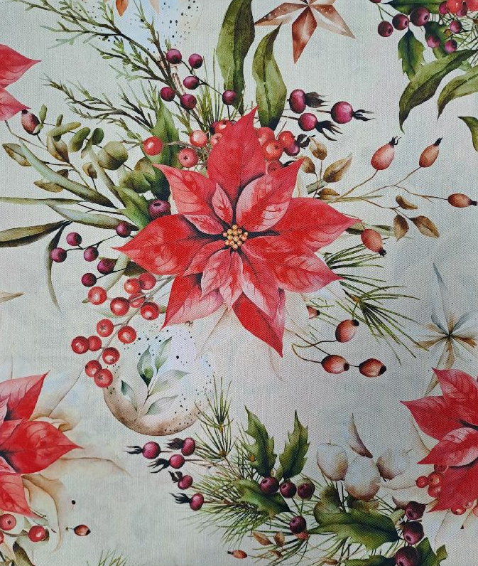 Ubrus VÁNOČNÍ HVĚZDA pro 6 osob 100% bavlna Made in Italy 160 x 180 cm