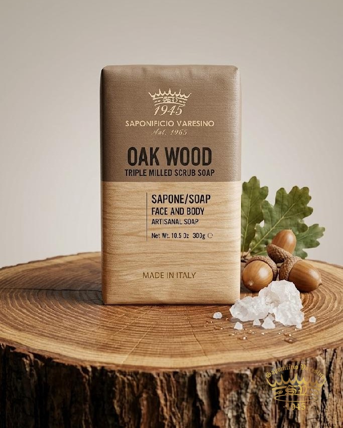 Saponificio Varesino - Oak Wood přírodní peelingové mýdlo 300 g
