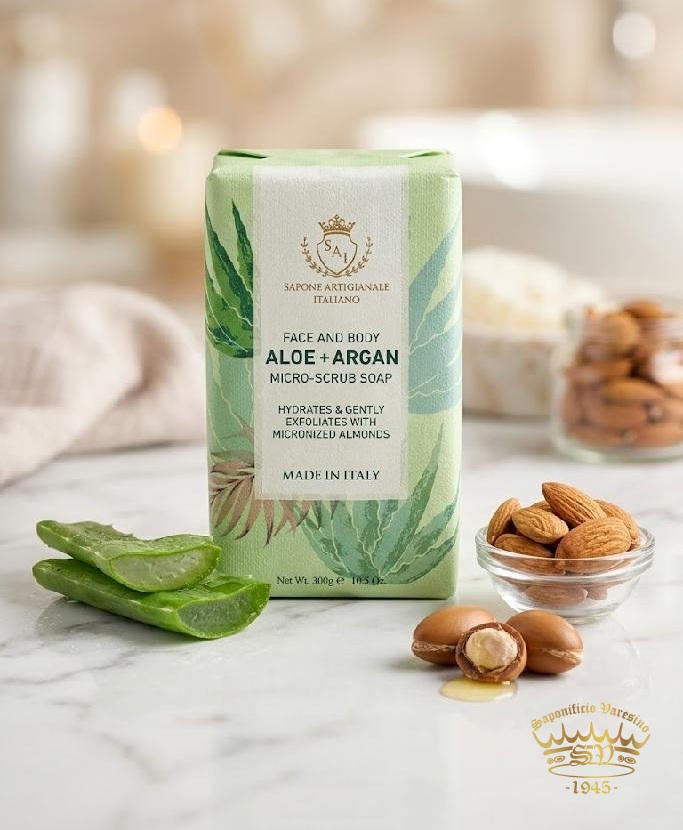 Saponificio Varesino - Aloe & Argan mikro peelingové mýdlo 300 g