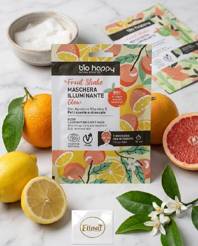 bio happy - Bio rozjasňující maska s bio výtažky citrusů a vitamínem C 1 ks