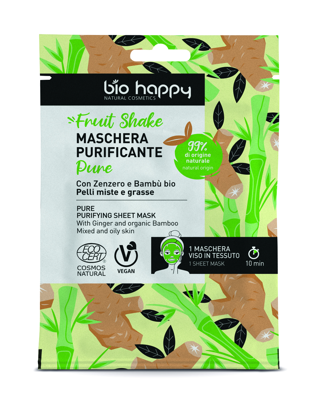 bio happy - Bio purifikační maska s bio Zázvorem a Bambusem 1 ks