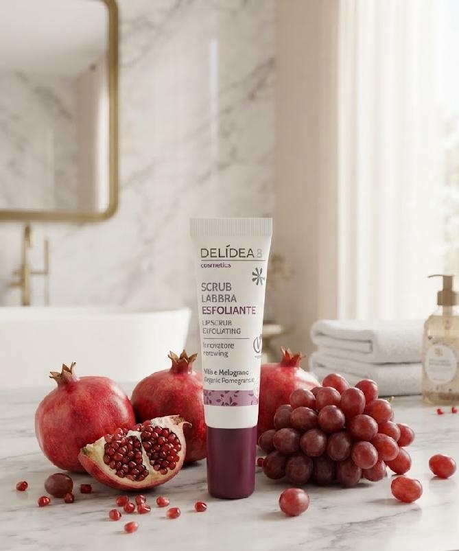 DELIDEA bio Granátové jablko a Hrozny - Bio obnovující peeling na rty 10 ml