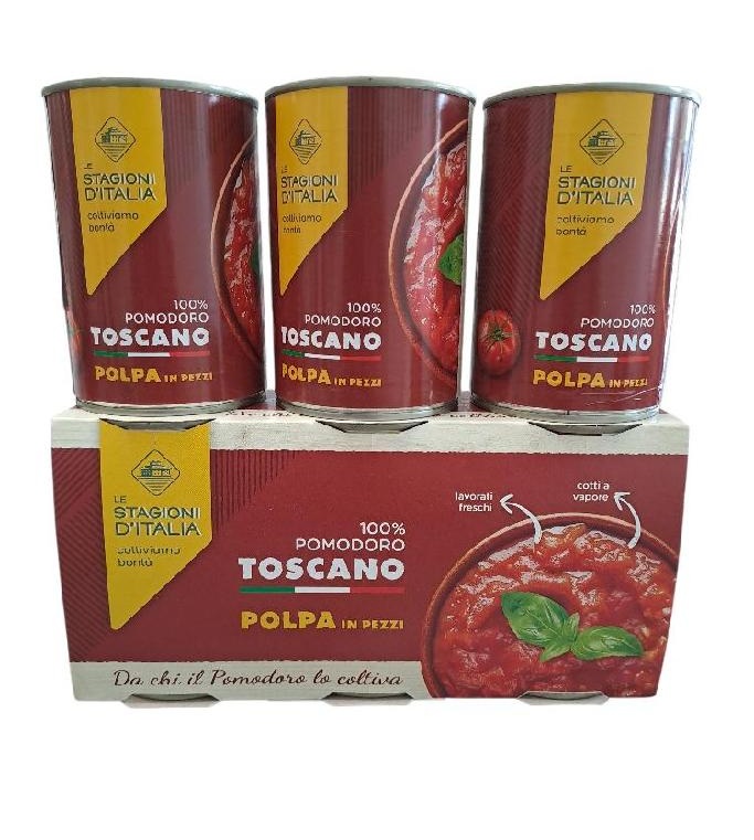 Krájená loupaná rajčata v rajčatové šťávě 3 x 400 g