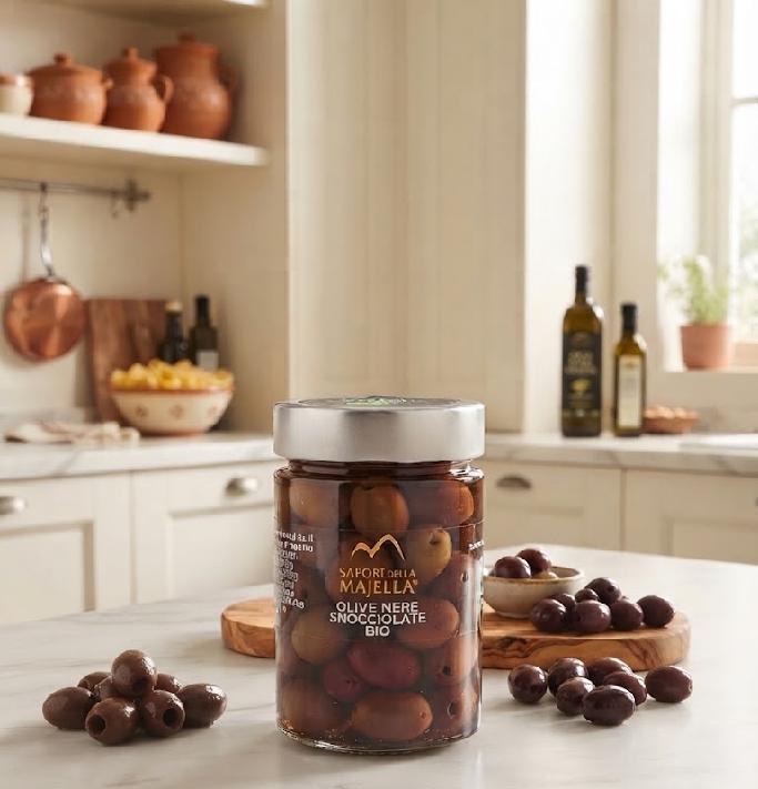 Sapori della Majella - Bio černé olivy bez pecky v e.v.o. oleji 300 g