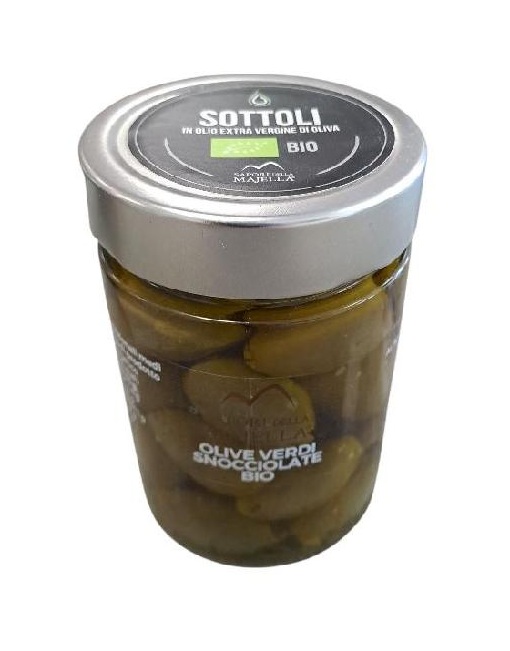 Sapori della Majella - Bio zelené olivy bez pecky v e.v.o. oleji 300 g