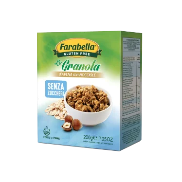 Farabella - Ovesná granola s lískovými oříšky bez lepku a cukru 200 g