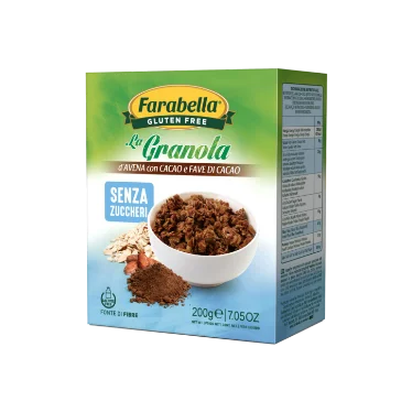 Farabella - Ovesná granola s kakaem a kakaovými boby bez lepku a cukru 200 g