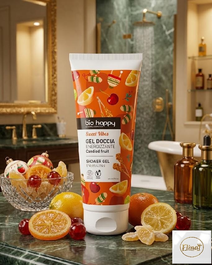bio happy Kandované ovoce - Bio energizující sprchový gel 200 ml