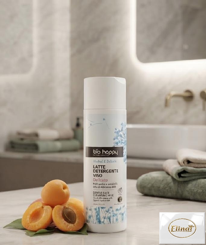 bio happy - Delikátní čistící mléko na obličej s bio meruňkovým olejem 175 ml