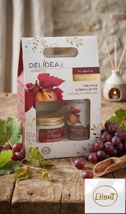 DELIDEA bio Červený hrozen a Resveratrol - Bio koupel. a sprch. gel 200 ml + tělové máslo 150 ml