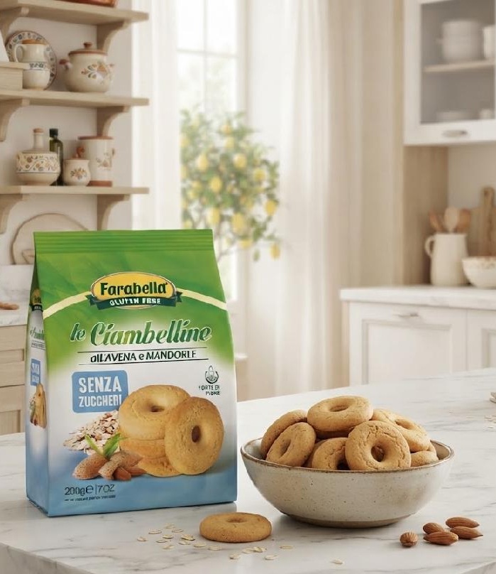 Farabella - Ovesné sušenky s mandlemi bez lepku, laktózy a cukru se sladidlem 200 g