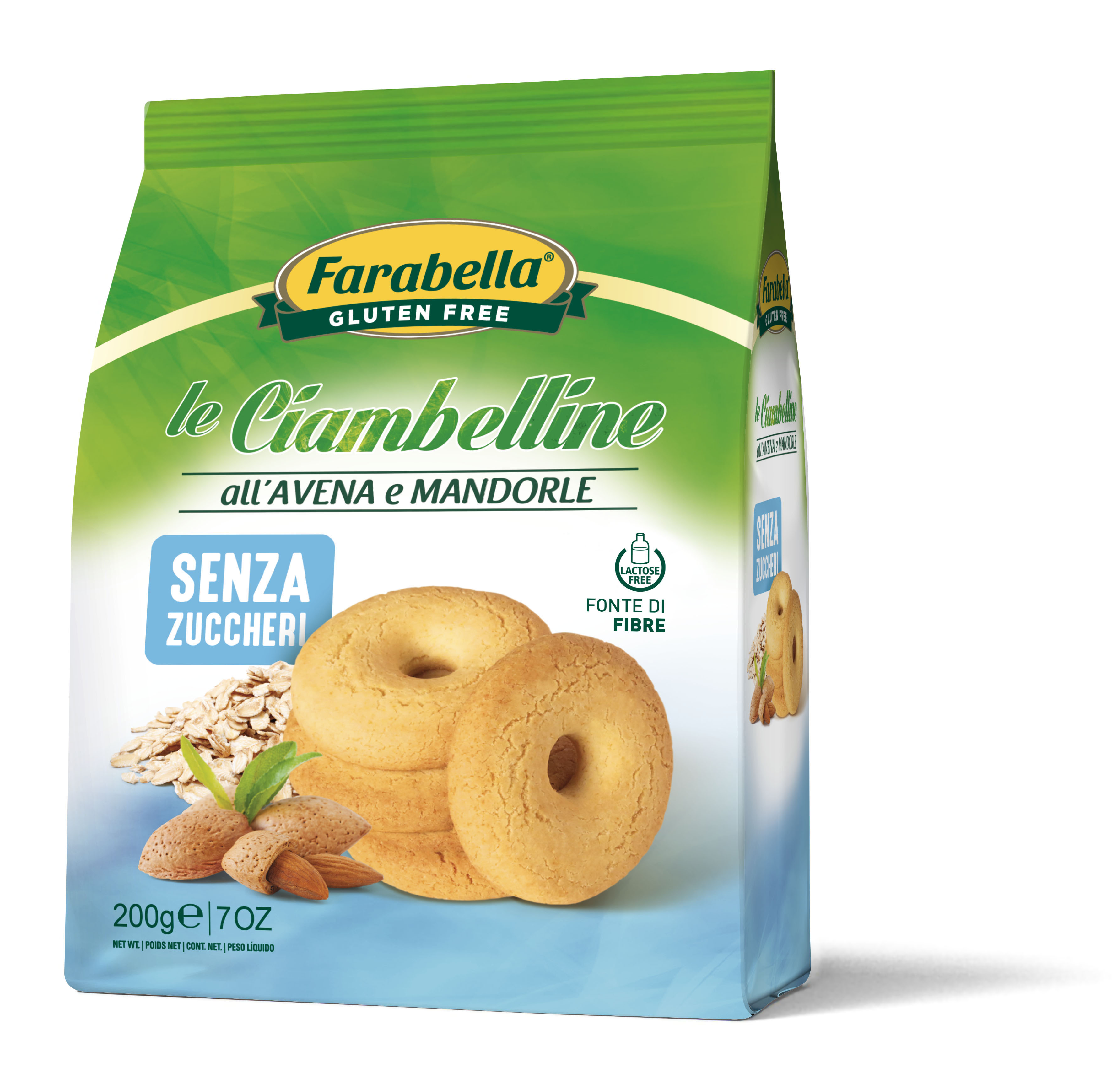 Farabella - Ovesné sušenky s mandlemi bez lepku, laktózy a cukru se sladidlem 200 g