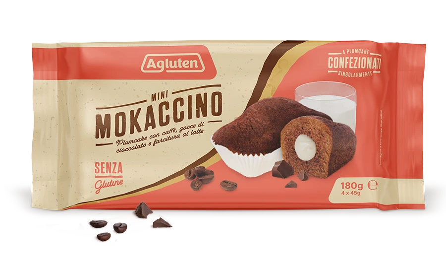 Agluten - Buchtičky s kávou, kousky čokolády a mléčnou náplní bez lepku 180 g (4 x 45 g)