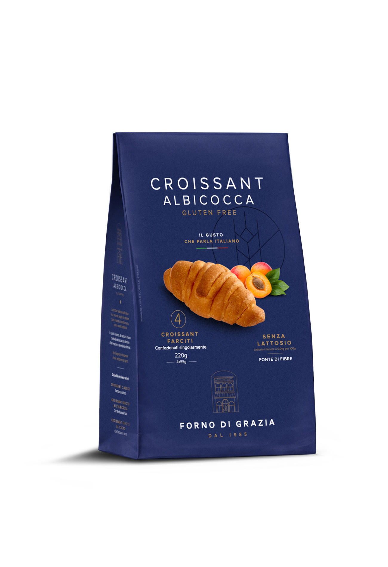 FORNO DI GRAZIA - Croissanty s meruňkovou náplní bez lepku a laktózy 220 g (4 x 55 g)