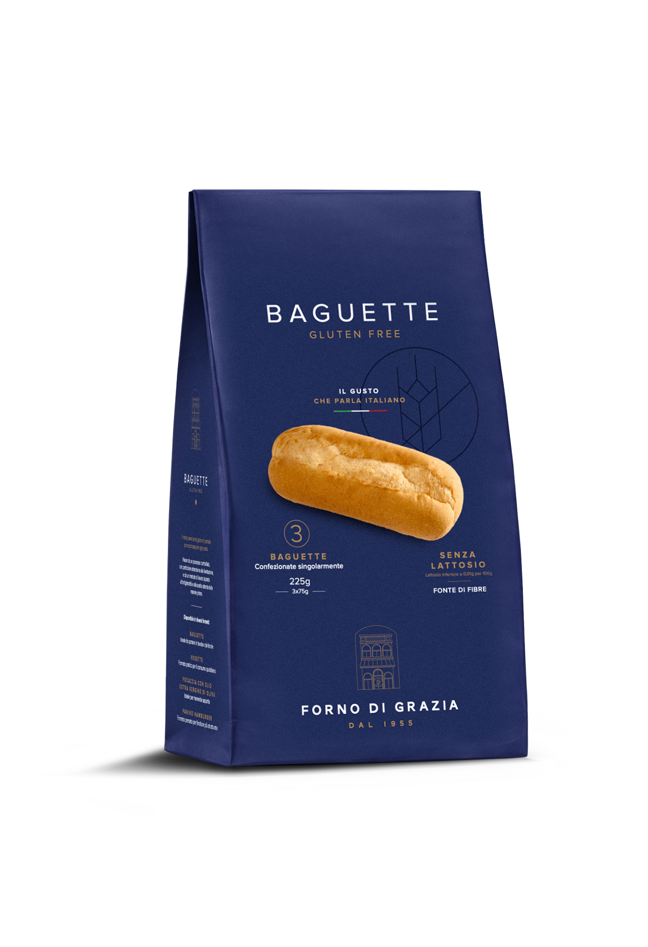 FORNO DI GRAZIA - Bagety bez lepku a laktózy 225 g (3 x 75 g)