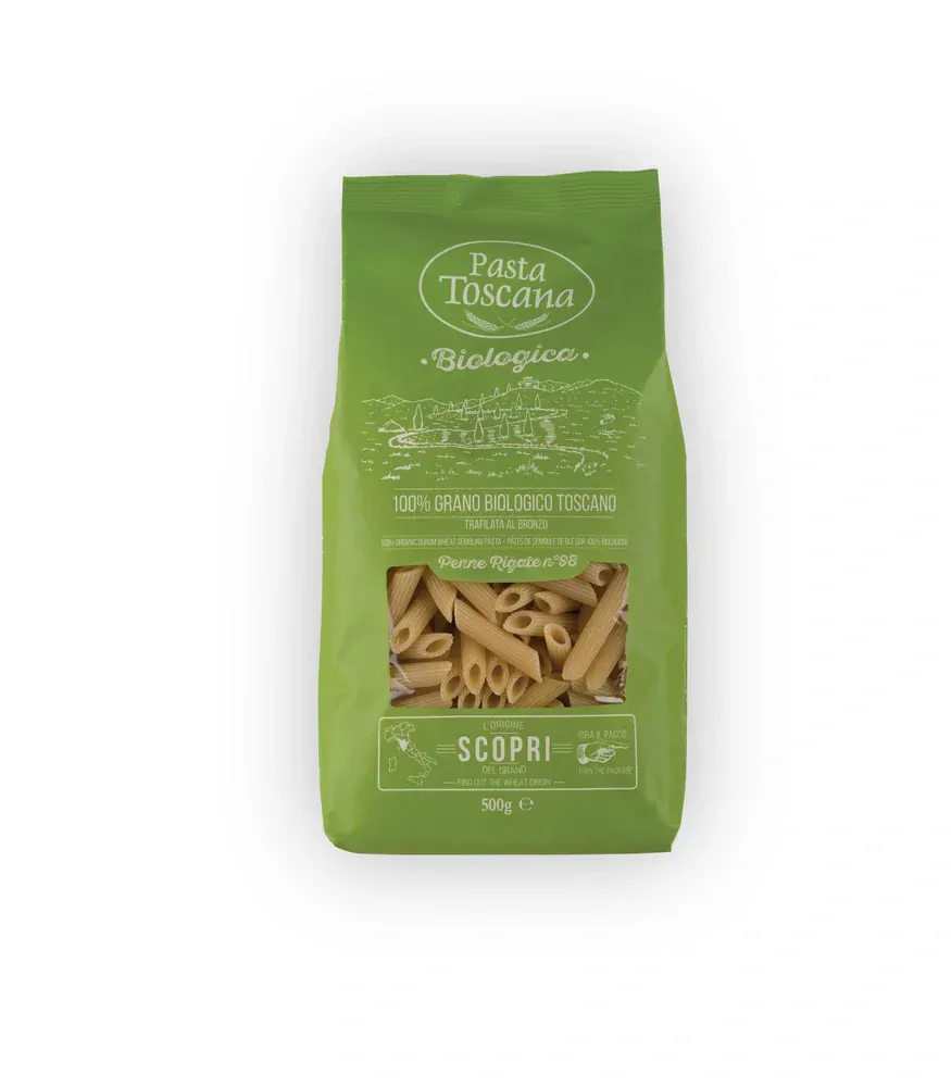 Pasta Toscana Bio Penne Rigate n°98  100 % toskánské semolinové těstoviny 500 g