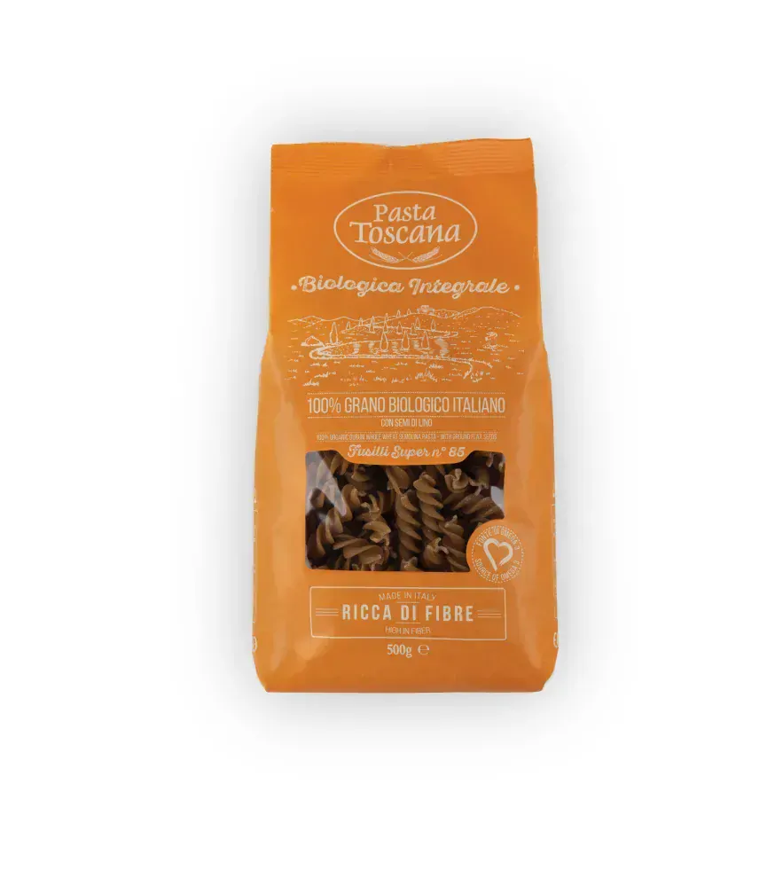 Pasta Toscana - Bio Fusilli n°85 100 % toskánské celozrnné semolinové těstoviny s omega3  500 g